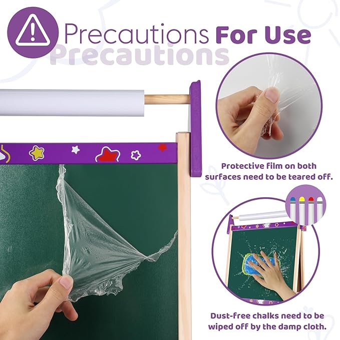 Joyooss Art Easel for Toddlers, Adjustable Standing Wooden Easel - Whiteboard & Chalkboard, Dry Erase Board for Kids Age 2-12