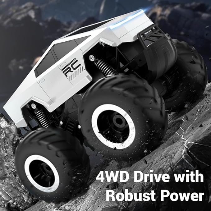 Monster Truck Toy 1:16 Scale Toy RC Remote Control Car Off-Road Pick-up Truck, 4WD Waterproof Monster Truck Toys, 2.4GHz Cybertruck Toy RC Car for All Terrain, for Boys/Girls Age 6 7 8 9 10-12+