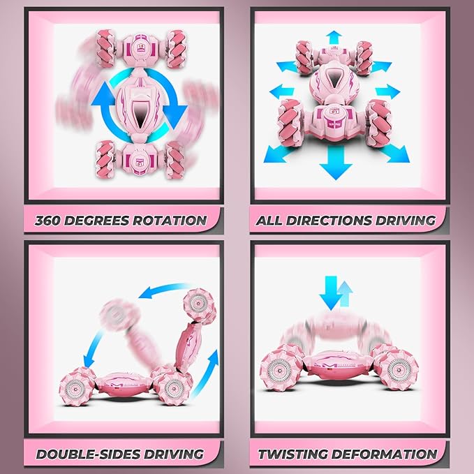 Dysaim Gesture RC Car, Gesture Sensing RC Stunt Car Toys for Kids 6-12 yr, 2.4GHz 4WD Hand Remote Control with Lights Music, Off-Road 360° Rotation Drift for Birthday Toy Gifts