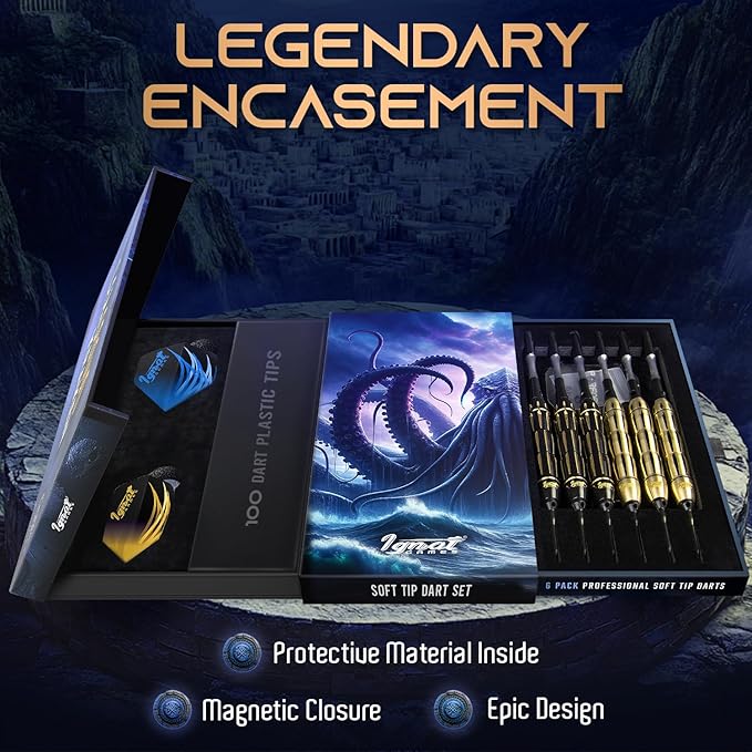 IgnatGames Darts Plastic Tip Sets - 6/12 Pack Soft Tip Darts for Electronic Dartboard with Brass Barels and Aluminum Shafts - 100 Extra Tips and 16 Flights, Wrench & Innovative Case