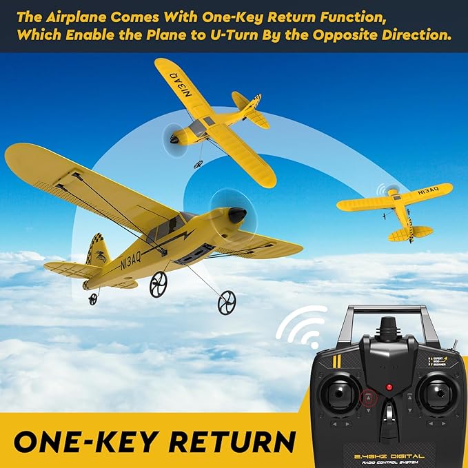 28℃ RC Plane 3 Channel Remote Control Airplane Trainer Sport Cub S2 with Propeller Saver&Xpilot Stabilization System,One-Key U-Turn Easy to Fly for Beginners, Kids, Adults, Yellow (761-14 RTF)