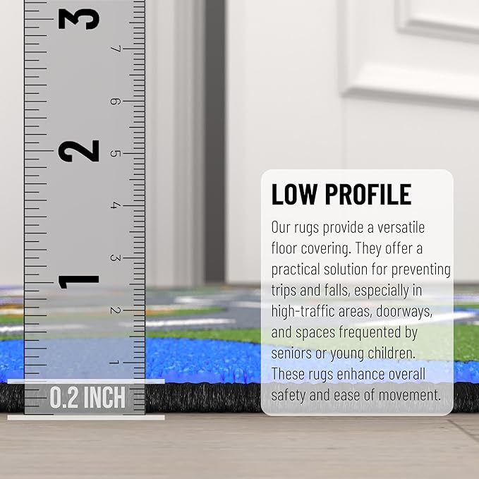 Ottomanson 3'3" x 5' Kids Road Map Rug - Interactive City Traffic Play Mat for Toy Cars - Perfect for Playroom, Bedroom, Daycare & Classroom - Durable & Non-Slip for High-Traffic Areas, Multicolor