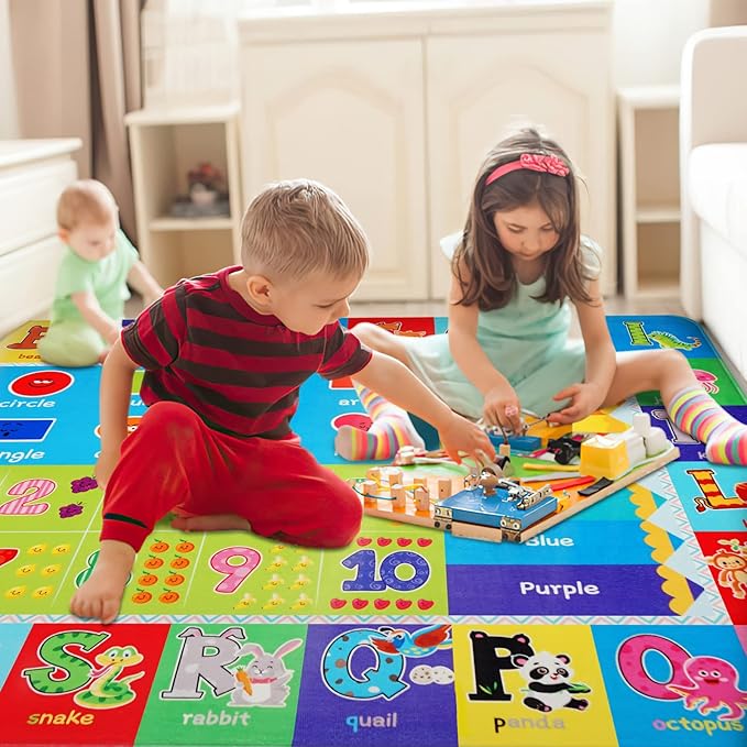 Baby Play Mat Kids Rug for Floor, Playmat for Kids Toddlers Infant, Extra Large Thick Playtime Collection ABC, Numbers, Animals Educational Area Rugs for Playroom (78.7X59 Inch)