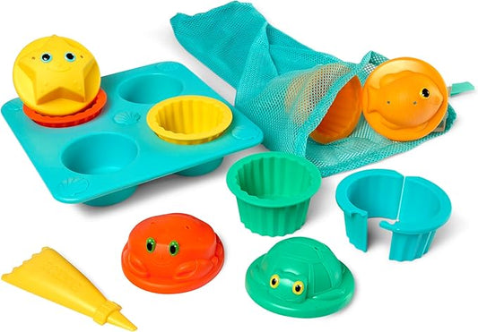 Melissa & Doug Sunny Patch Seaside Sidekicks Sand Cupcake Play Set - Toddler Beach Toys, Outdoor Toys For Sandbox, Sand Toys For Toddlers And Kids Ages 3+