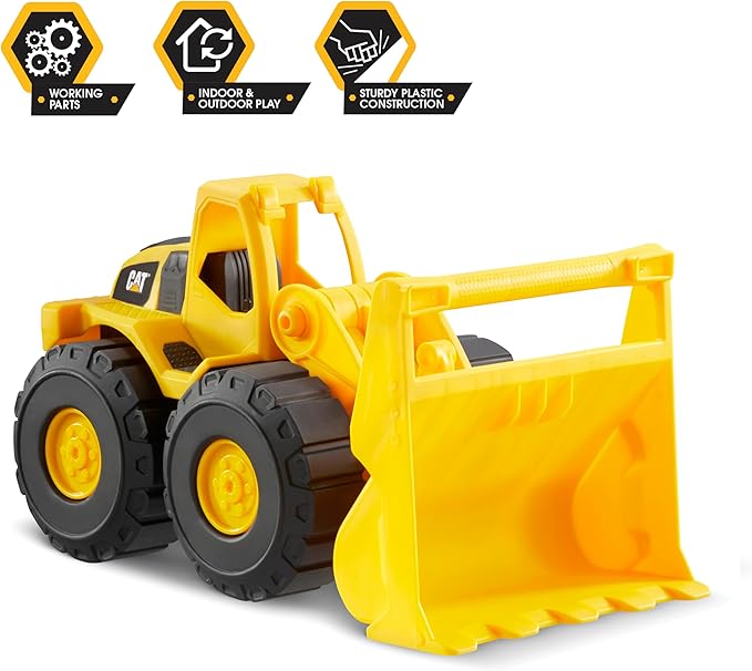 CAT Construction Toys, 15" Front Loader Construction Toy, Ages 2+, Sturdy Plastic, No Batteries Required, Tough Rigs Series