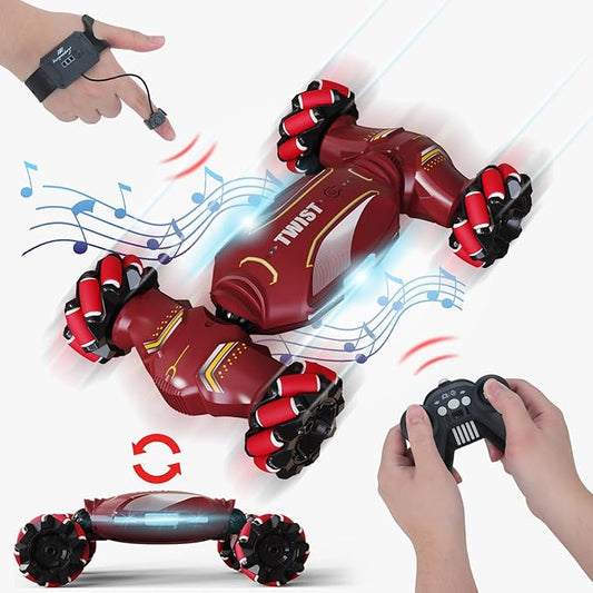 Gesture Sensing RC Stunt Car - Hand Controlled Remote Control Car 4WD Offroad 360° Rotation with Light Music, RC Drift Car Toys for 6-12 Year Boys, Cool Birthday Gifts for Kids