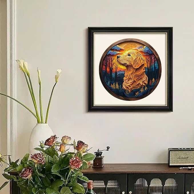 Wooden Puzzle for Adults - 3D Golden Retriever Wooden Jigsaw Puzzles 200 Piece, Unique Shaped Animal Challenging Puzzles, Exquisite Packaging, Best Gift for Family Friends11.2x11.2 in