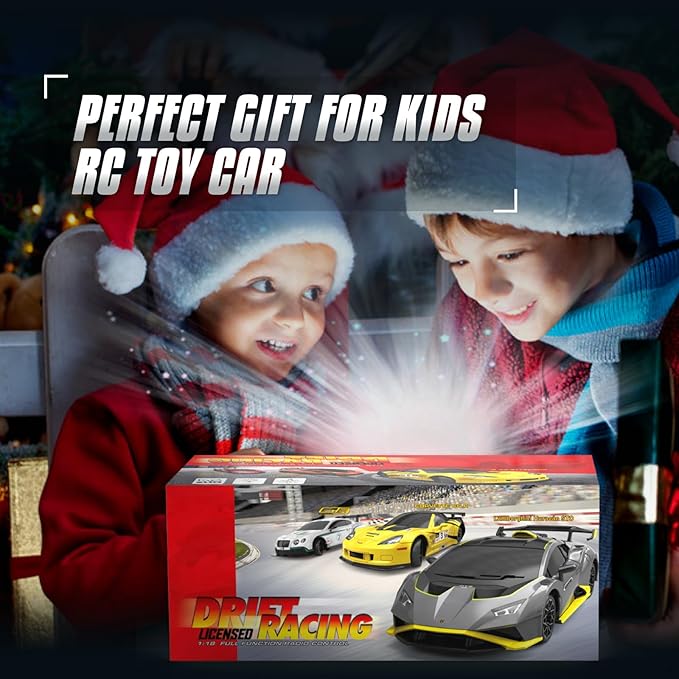 Lamborghini Remote Control Car for Boys 4-7, 1:18 Scale Official Licensed Lamborghini Toy Car, 2.4Ghz RC Drift Car Toys for Adults Boys 8-12 Kids Birthday Gift Ideas, Drift Race Cars (Orange)