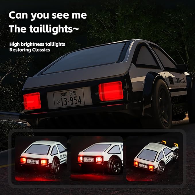 RC Drift Car 1/64 Scale Mini RC, 2.4Ghz Micro Turbo Racing 4WD Desktop Remote Control Rally Car with LED Lights for Adults Kid Toys Gift (AE86)