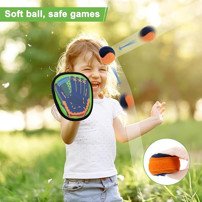 Toss and Catch Ball Game Set, Kids Baseball Games, Outdoor Pool Beach Toys, Backyard Camping Paddle Ball Toys for 3 4 5 6 7 Years Old Boys Girls Family Birthday Easter Gifts