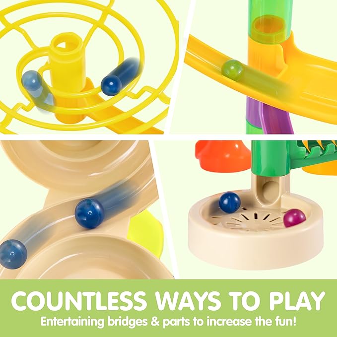 JOYIN 236Pcs Glowing Marble Run with Motorized Elevator- Construction Building Blocks Toys with 30 Glow in The Dark Plastic Marbles, Easter STEM Gifts for Boys and Girls