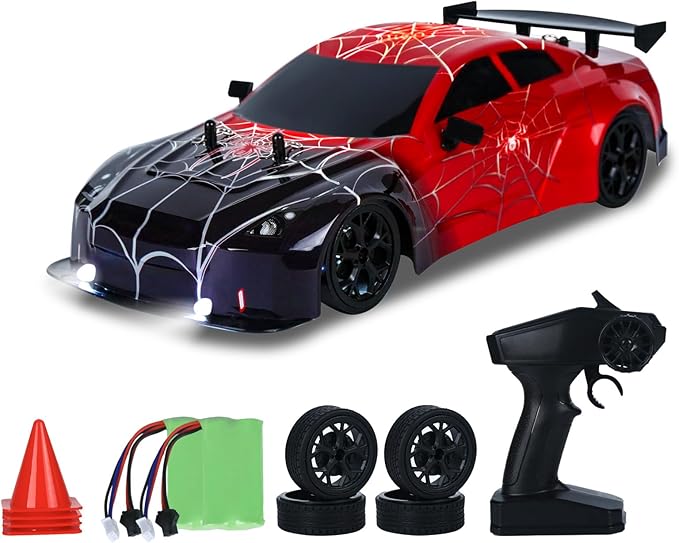 Spider RC Drift Car, 1:14 Monster Truck Remote Control Drift Car with Full Proportional Throttle 4WD GT Drift RC Cars with Cool Light Vehicle RC Drifting Car Gifts Toy for Adults Boys Kids