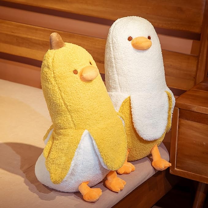 Banana Duck Plush Toy, Banana Duck Stuffed Animals Doll Cute Plushie Hugging Plush Pillow Gift for Girls and Boys (White, 19.68 inch)