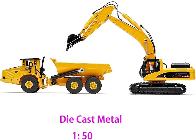Ailejia 1/50 Scale Articulated Dump Truck Excavator Toy Alloy Models Construction Vehicle s Model Engineering Car Toy boy Gift (Engineering car Suit)