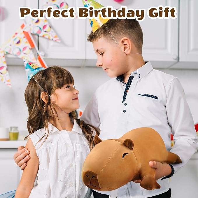 SQEQE Stuffed Capybara Plush - Cute Capybara Mommy with 4 Babies Surprise Soft Animal Toy Christmas, Valentine's, Birthday Gifts Ideal for Boys and Girls