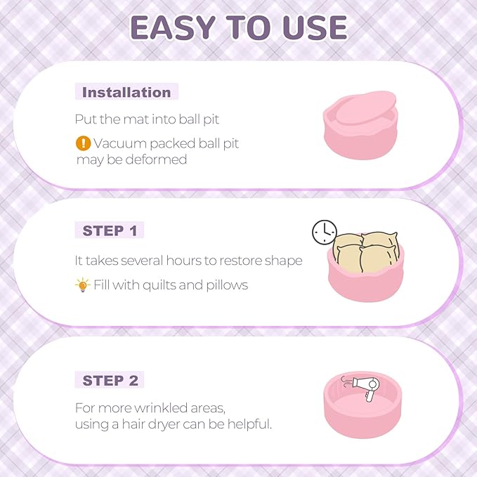 Baby Ball Pit 27.6" Soft Round Memory Foam Ball Pits NOT Included Balls Indoor Outdoor Playpen for Babies Toddlers Kids Great Gift for Girls Boys, Pink