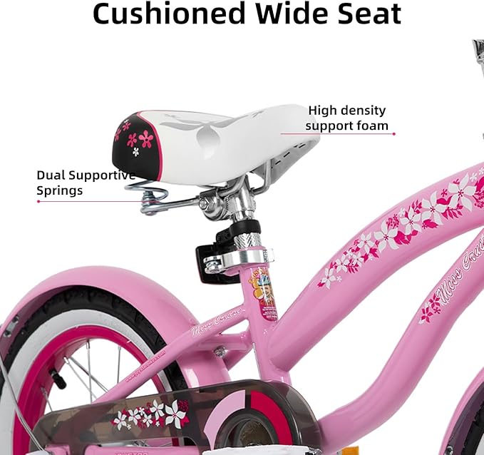 JOYSTAR 12 14 16 Inch Kids Cruiser Bike for Ages 2-7 Years Old Girls & Boys, Children's Bicycle with Training Wheels, Coaster Brake, Fenders & Adjustable Seat