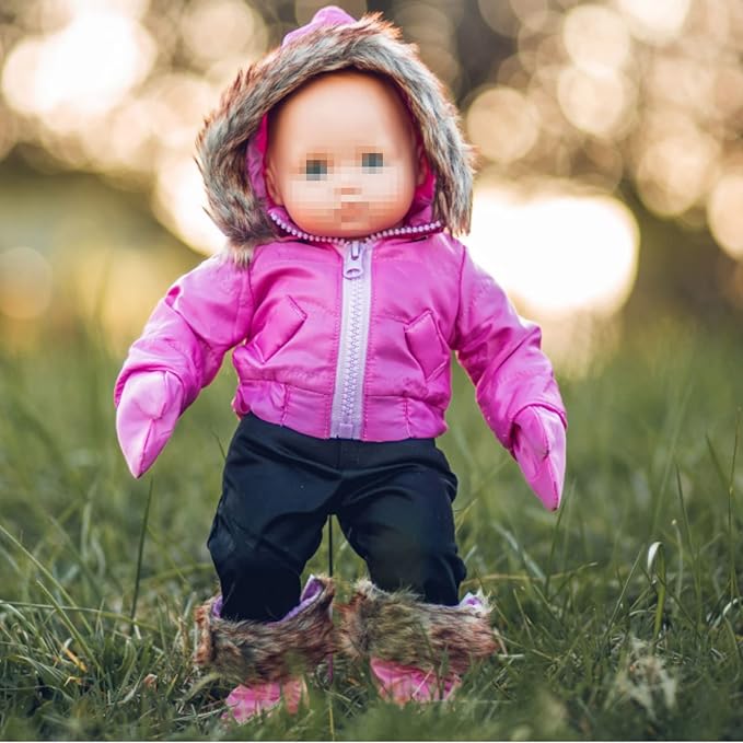 The Queen's Treasures 15 Inch Doll Clothes Designed for Use with Bitty Baby Dolls, Pink Snow Suit Jacket, Pants, Mittens and Boots, Compatible with American Girl's Bitty Baby Twins
