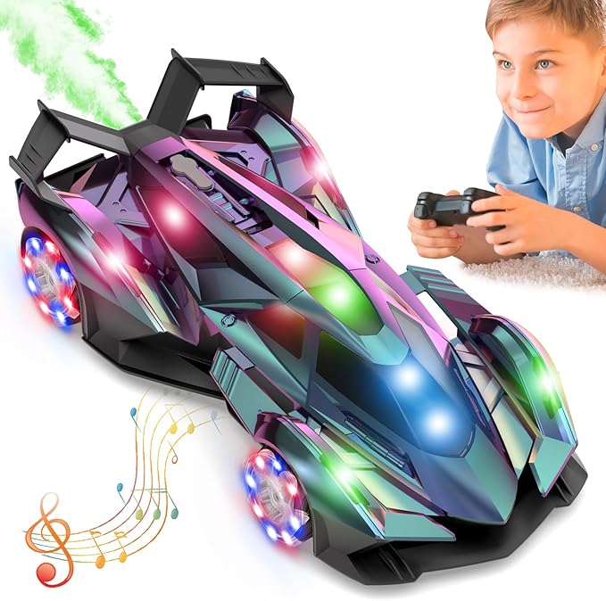 SASBSC Lambo Remote Control Car for Boys 4-7 8-12 Drift Rc Cars with 360° Rotation, Spray, Music & Lights 1:12 Rechargeable Rc Car Toys 10-12km/h Sport Race Toy Cars Gifts for Kids (Multi-Color)