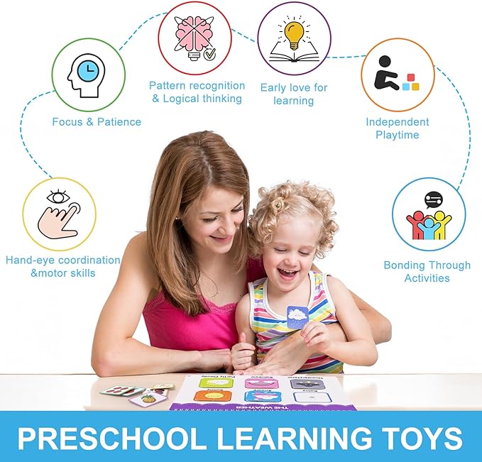 Toddler Books Educational Learning Toys for for 2+ 3 4 Year Old - Pre-Assembled Stickers & Reusable Activities Homeschool - Birthday Gifts for Girls Boys Ages 3 and Up - Toddler Travel Toys for Kids