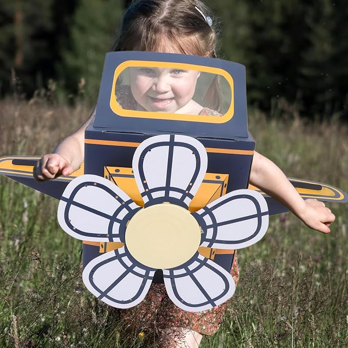 SAFIGLE Wearable Airplane Toy for Kids - DIY Paper Aircraft with Rotating Fan, Blue, 30.51x36.41x18.11 Inches, Fun Outdoor Play and Learning Experience Flying Airplanes for Kids