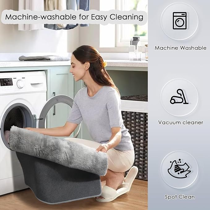 Amdrebio Tie-Dyed Light Grey Large Living Room Rugs 6x9, Furry Shag Area Rug for Bedroom, Big Soft Fluffy Rug for Kids Room Decor, Modern Fuzzy Shaggy Carpet, Plush Floor Rug for Classroom