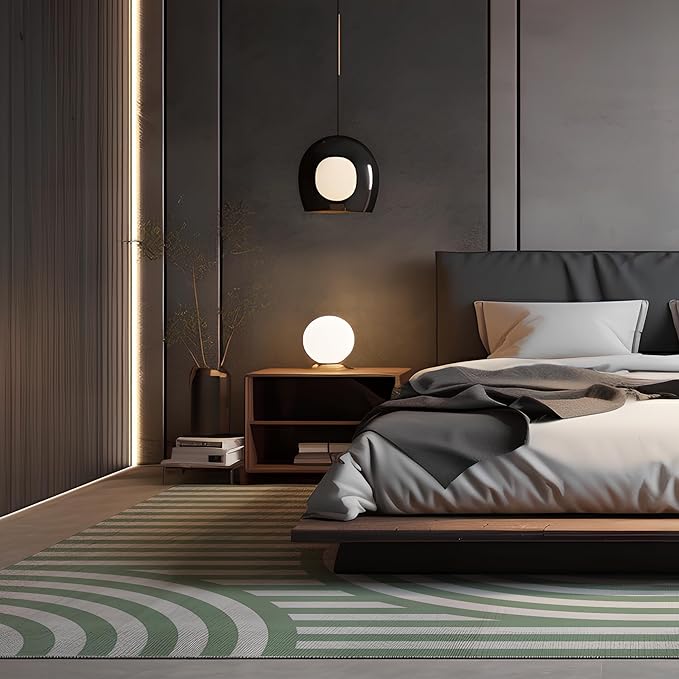 Washable 5x7 Modern Area Rug for Living Room, Sage Green Minimalist Aesthetic Abstract Boho Large Rugs, Ultra-Thin Low Pile Soft Nonslip Indoor Floor Carpet for Office Bedroom Playroom Classroom Dorm