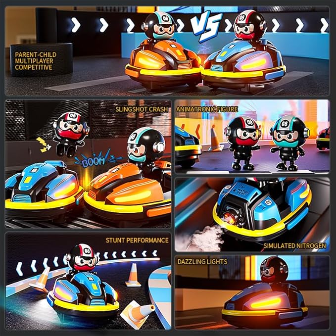 OBEST Bumper Cars Two-Player Racing Game, 2.4 GHz Remote Control Bumper Cars for Kids Two-Piece Suit, RC Battle Race Cars with Light & Music