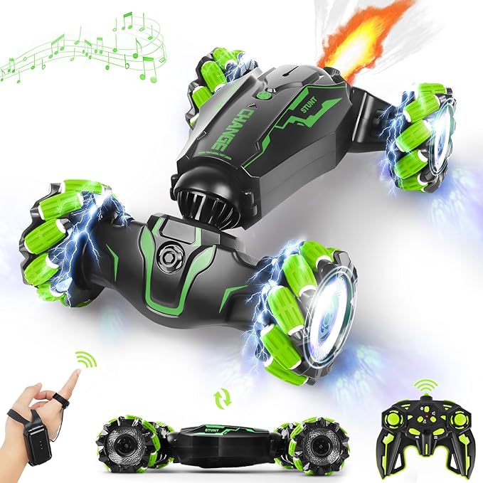 FEIMUOSI Remote Control Car RC Toys: - Drift Rc Car Rechargeable Toy Cars with Light Music Gesture Sensing Stunt Transformer 360° Rotating Hand Controlled Christmas Birthday Gift for Boys 4-7