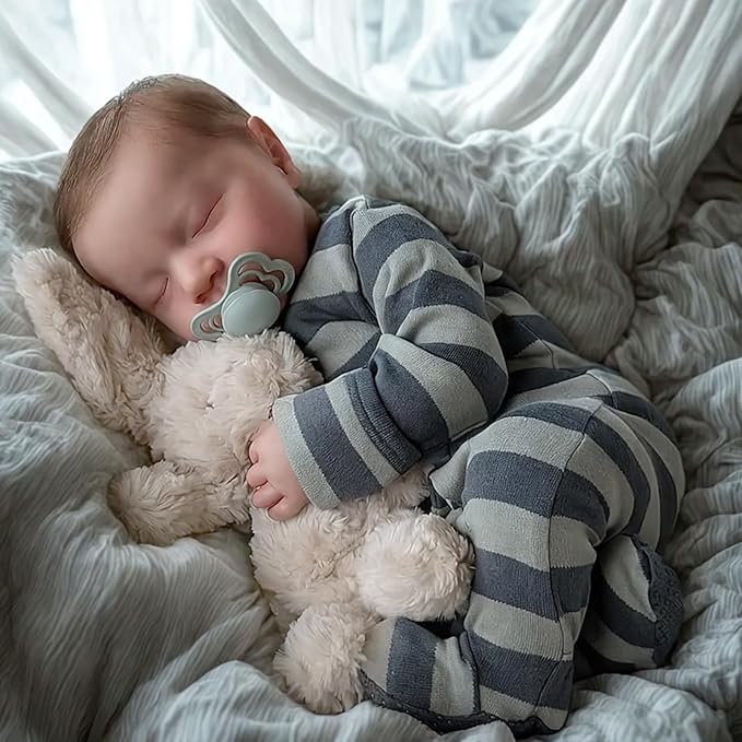 ADFO Realistic Reborn Baby Dolls Boy - 20 Inches Lifelike Baby Doll with Full Body Vinyl, Sleeping Newborn Baby Dolls Gift Toy for Kids Age 3 +