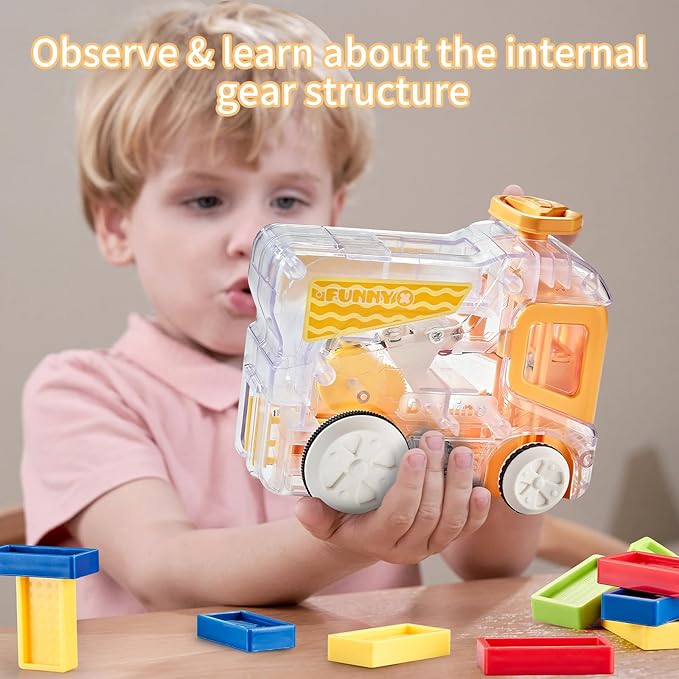 Electric Automatic Domino Train Set, Educational Toys for Ages 5-7, Boys Toys Age 4-6,Autistic Christmas Birthday Gift for Kids Toddlers Boys Girls Yellow