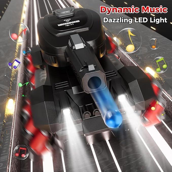 RC Car That Shoots BBS,Water Bullet Shooting RC Tank For Kids Adults 4WD Stunt Remote Control Car with 10500pcs Water Bombs Fast All Terrain Toy Car With 360°Rotating Gifts for Boys,40+Min Play