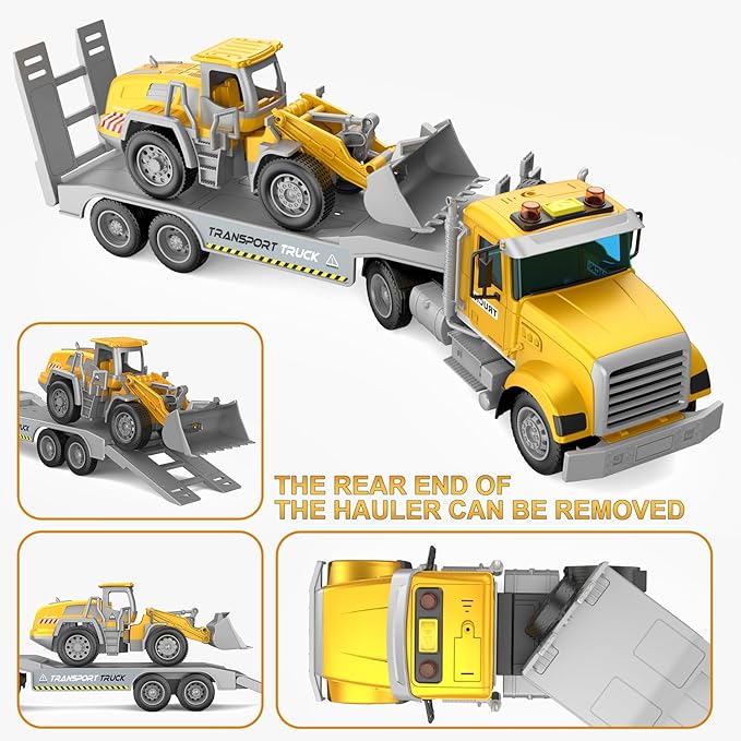 Carrier Vehicle Truck Toys for Kids, Includes Carrier Car and Bulldozer Truck, Cars Toy Birthday Gift for 3+ Years Old Boys and Girls