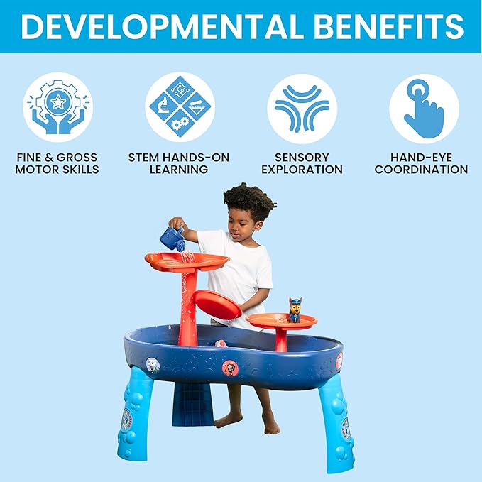 PAW Patrol Water Table by Delta Children | 3-Tier Water Table with 11-Piece Toy Set, Blue