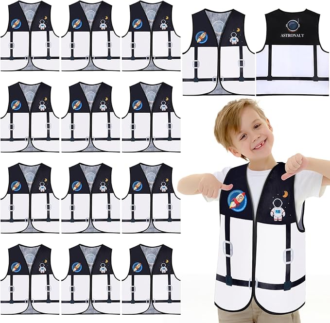 Panitay 12 Pcs Kids Community Helper Dress up Vest, Boy & Girl Career Cosplay Party Costume for Toddlers Occupation Role Play
