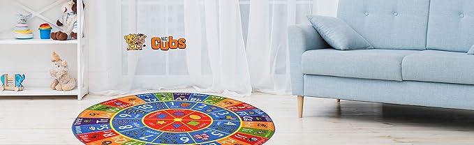 KC Cubs ABC Alphabet, Numbers and Shapes Educational Learning & Fun Game Play Area Non Slip Boy & Girl Kids Rug Carpet for Children Bedroom, Toddler Classroom & Baby Playroom Mat, Playtime Activity