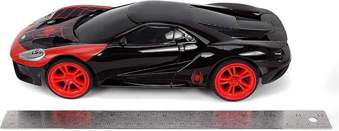 Jada Toys Marvel Spider-Man 1:16 Miles Morales 2017 Ford GT RC Remote Control Car 2.4GHz, Toys for Kids and Adults, Black