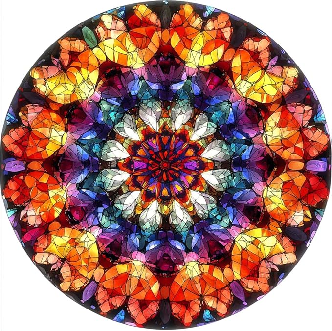 Puzzles for Adults Diamond Mandala Wooden Puzzles, 200 Pieces Unique Shaped Liberty Jigsaw Puzzles, Creative Toys for Adults and Kids, Fun Challenge Family Game 11.2'' x 11.2''