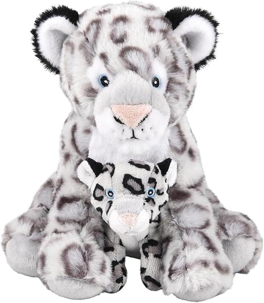 Mom and Baby Stuffed Animals for Boys & Girls, Safari Baby Shower Decorations, Nursery Decor, Zoo Animals for Toddlers, Quality Realistic Toys for Kids, Cute, Soft, Huggable (9.5" Snow Leopard)