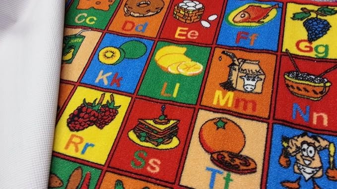 Kids Rug ABC Fruit Area Rug7' feet 2" inch 10' ft (7'2" X 10')(239cmx343cm) Non Slip Gel Backing