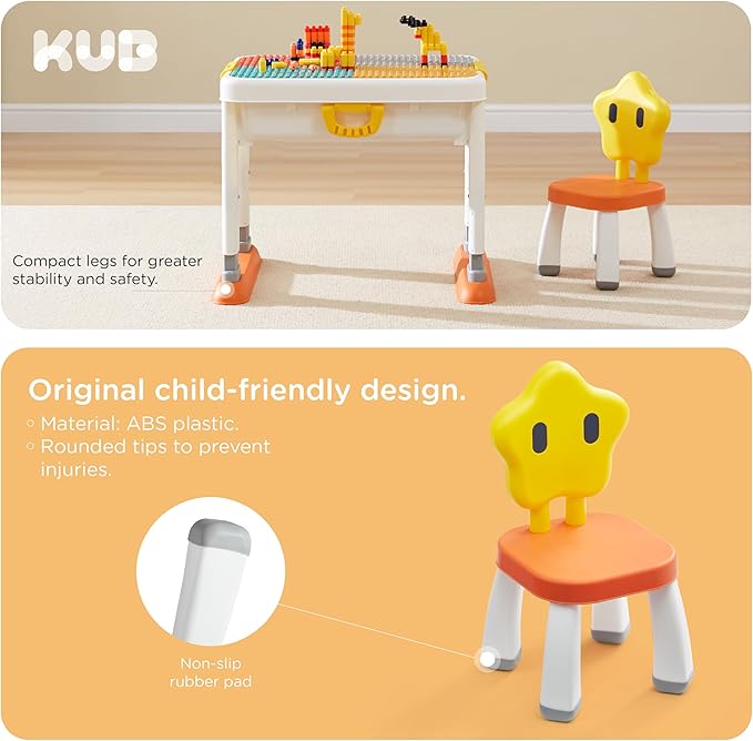 Kids ActivityTable Building Blocks Table and Chair Set Kids Water and Sand Play Table for Boys Girls 3 4 5-7 Years Old