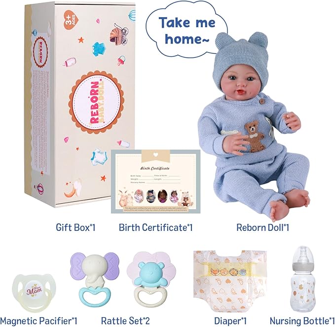 BABESIDE Realistic Reborn Baby Dolls Boy - Ailsa 17 Inch Lifelike Newborn Baby Doll Handmade Real Life Baby Dolls Reborn Toddler with Soft Cloth Body Gift Toys for Kids Age 3 +