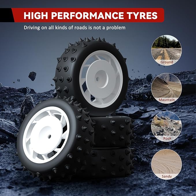 1/16 Fast Remote Control Car for Adults, Electric Vehicle Gift for Boys, High Speed RC with Max 48 mph Offroad Buggy, All Terrains RC Monster Truck with 2 sets of Rechargeable Batteries (Red)