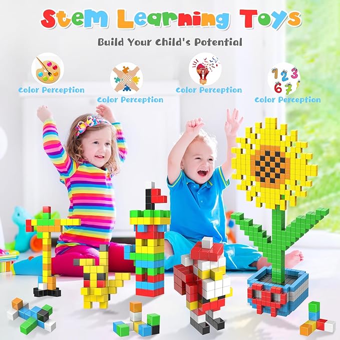56PCS Magnetic Blocks Building Toys, 1.2 Inch Magnetic Cubes Building Blocks for Toddlers 3-5, STEM Montessori Toys Magnets for Kids Ages 3+ Year Old Boys and Girls, Classroom Must Haves