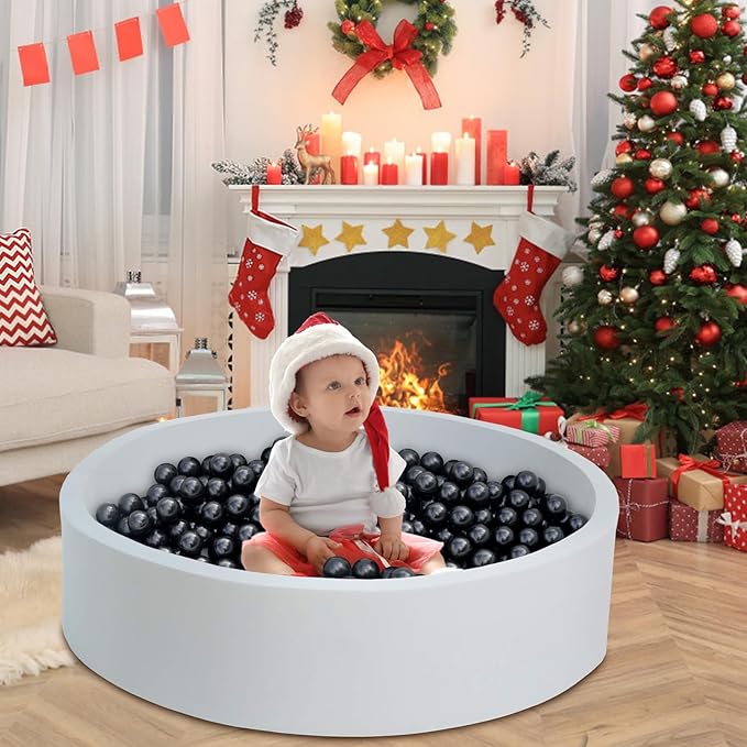 Ball Pit Balls 100 Phthalate Free BPA Free Crush Proof 2.16 Inches Plastic Balls for Ball Pit Ideal Gift for Toddlers Babies Kids Pool Water Toys Play Tent, Black