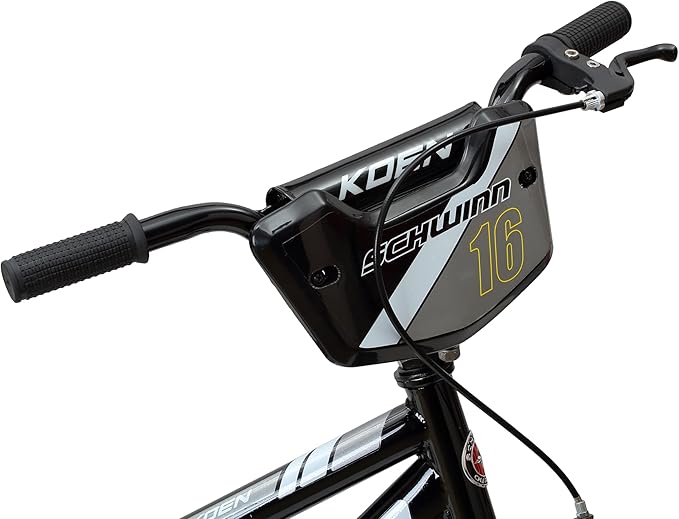 Schwinn Koen BMX Style Toddler and Kids Bike, For Girls and Boys, 16-Inch Wheels, With Saddle Handle, Training Wheels, Chain Guard, and Number Plate, Recommended Height 38-48 Inch, Black