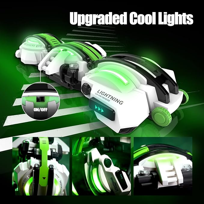 BAZADER RC Car with LED Lights - Remote Control Car Snakes 360° Roll Toy, Birthday for Kids Age 7 8 9 10 11+ Year Old, 2 Batteries 60+min, Indoor/Outdoor Toy for 6-12 yr Teen Boys