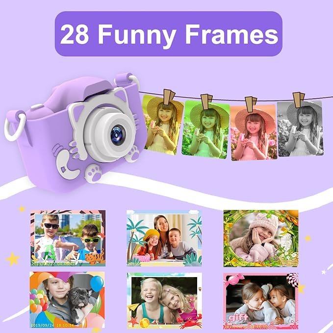 goopow Kids Selfie Camera, Christmas Birthday Gifts for Boys Age 3-9, HD Digital Video Cameras for Toddler, Portable Toy for 3 4 5 6 7 8 Year Old Boy&Girls with 32GB SD Card