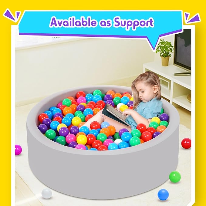 Foam Ball Pit for Toddlers with 200 Balls, Large Baby Ball Pit for Babies with Soft Memory Sponge, Indoor Outdoor Baby Playpen, Kids Play Ball Pool, Gift Toys for Infants Boys and Girls