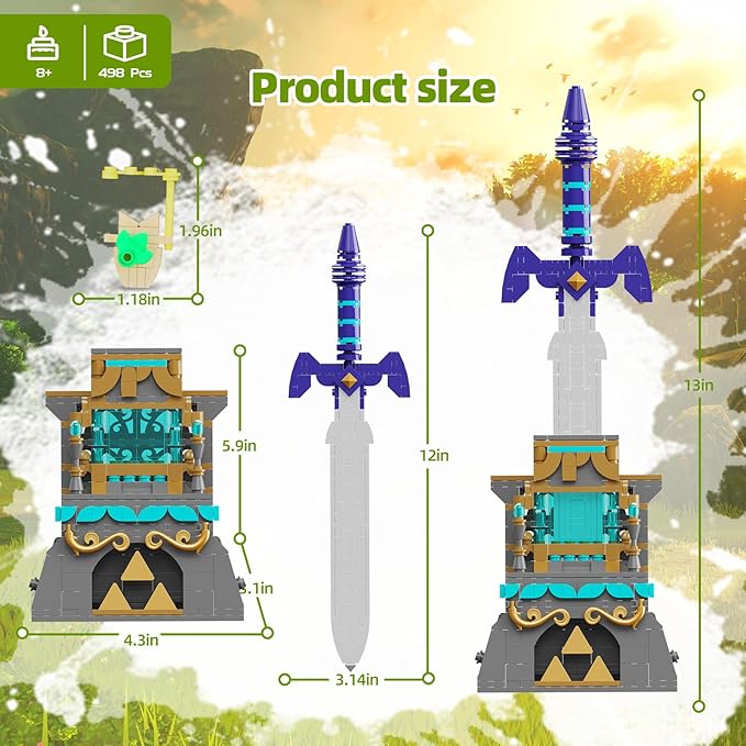 BOTW The Master Sword Glowing Building Block Set，Compatible with Lego Link’s Sword Toy Set for Adults Boy Fans Kids Ages 6-12 Year Old（498PCS）